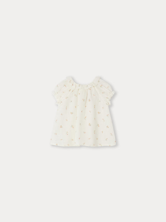 女婴白色碎花棉上衣