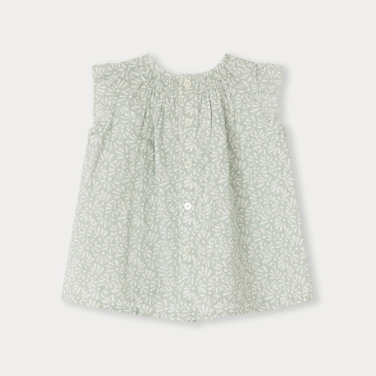 女婴薄荷绿碎花棉上衣