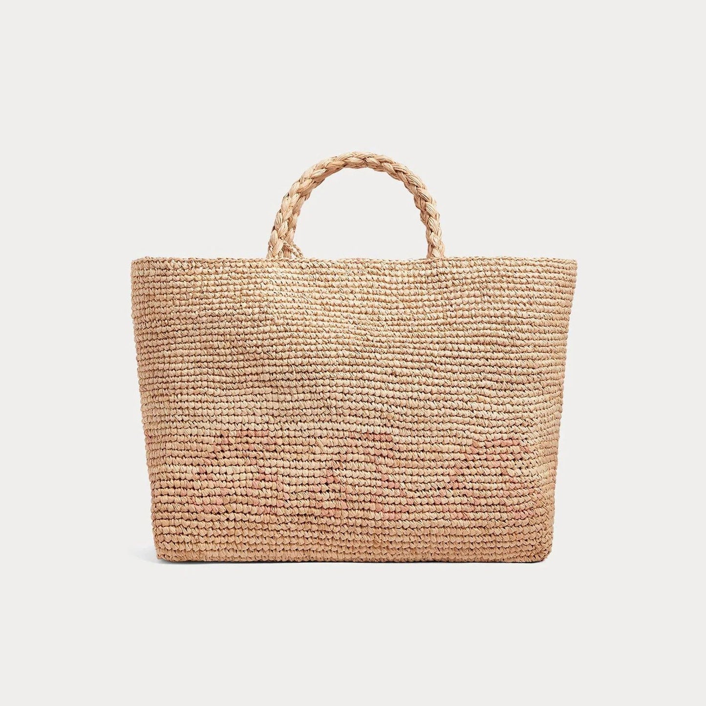 女童米色拉菲草手提包(41x11x25cm)