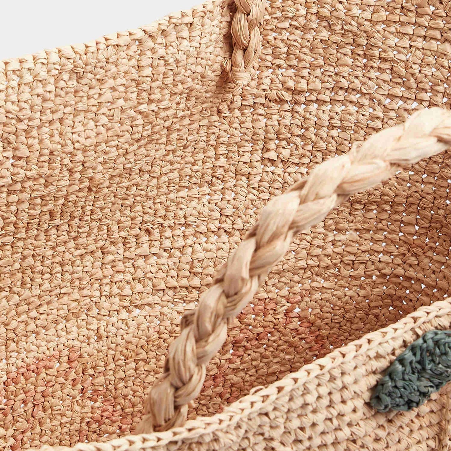 女童米色拉菲草手提包(41x11x25cm)