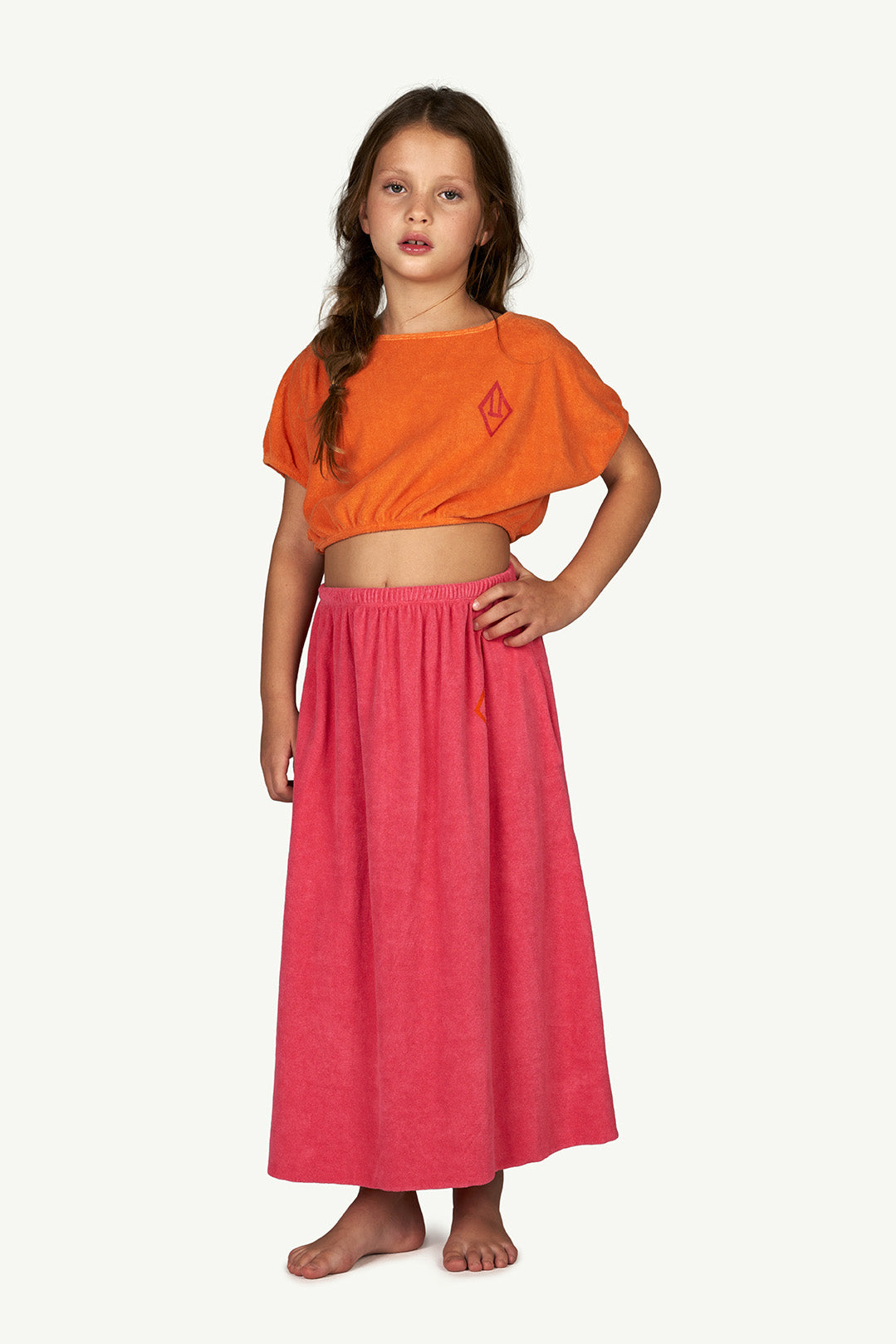 女童橙色Logo连衣裙