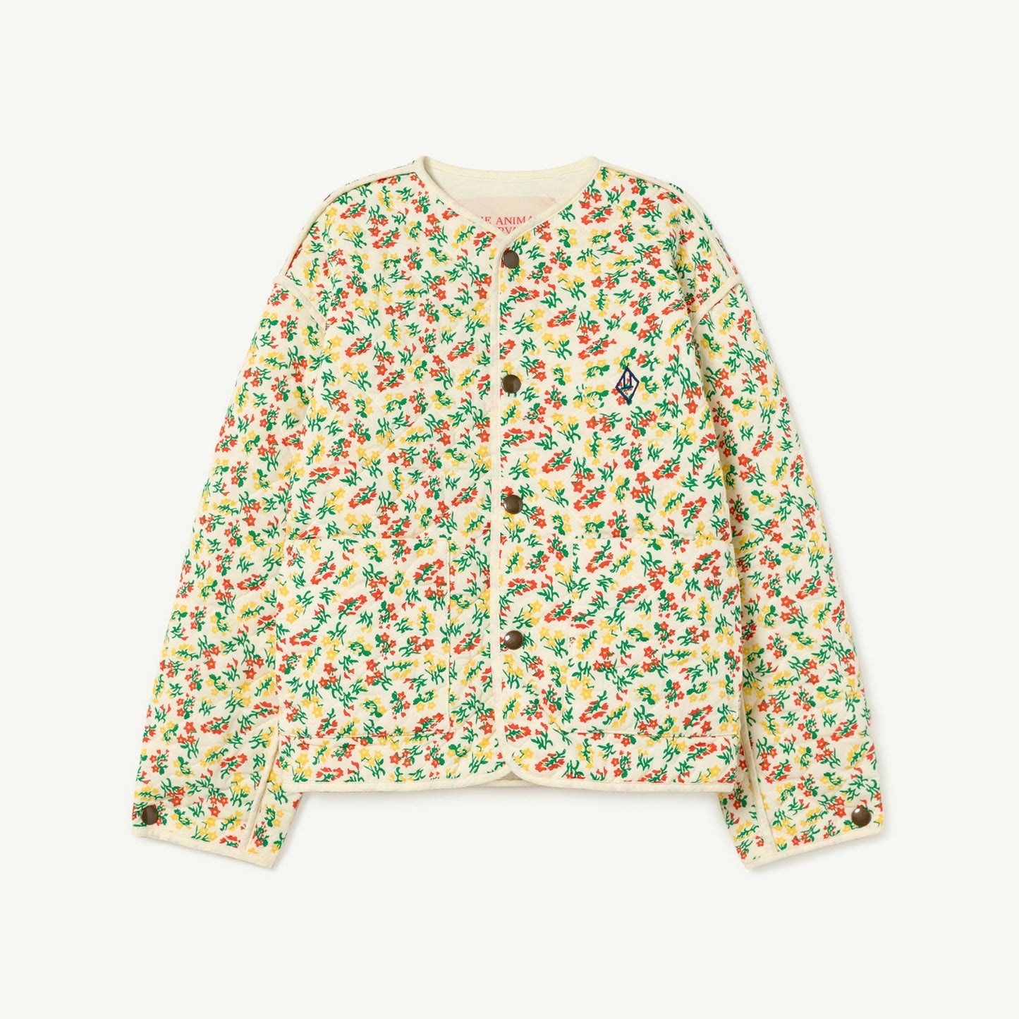 女童绿色碎花双面棉服