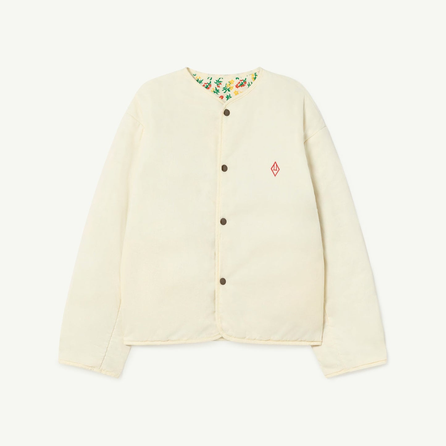 女童绿色碎花双面棉服