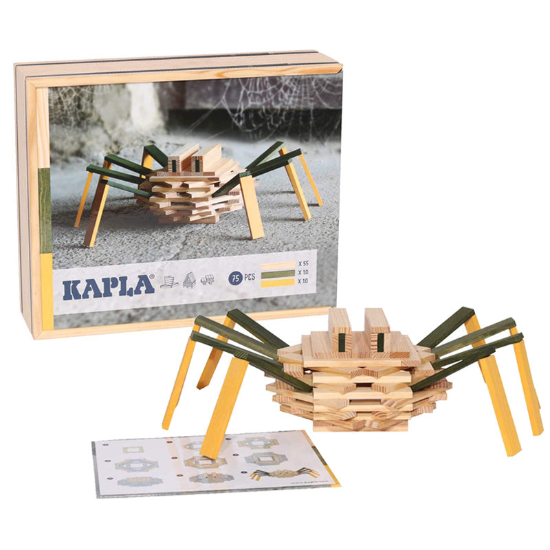 KAPLA建构片——木盒礼品装彩色小蜘蛛款(75片装)