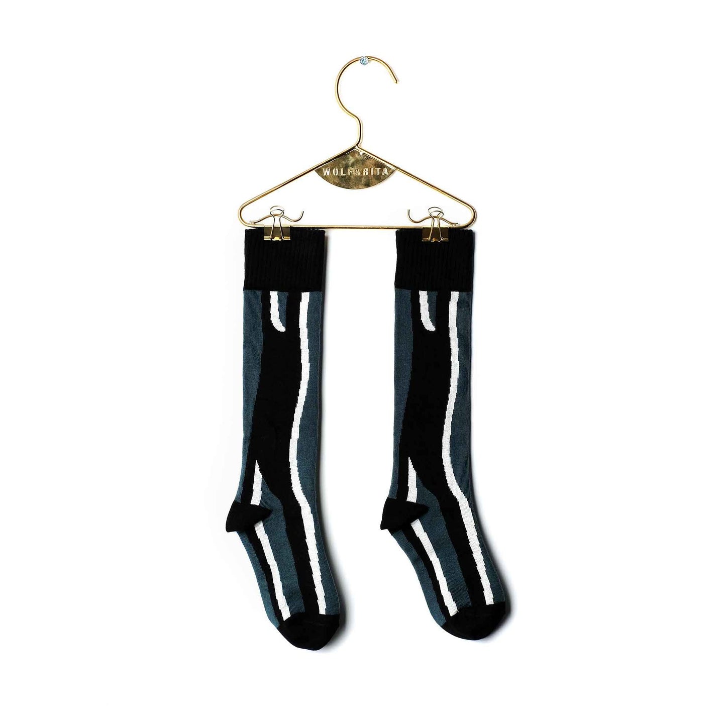 Girls & Boys Black Cotton Long Socks