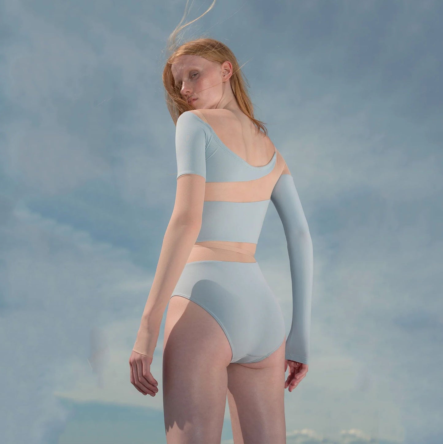 女士天空蓝"SPELLBOUND"长袖芭蕾舞连体衣(232LE21VJ/sky blue)