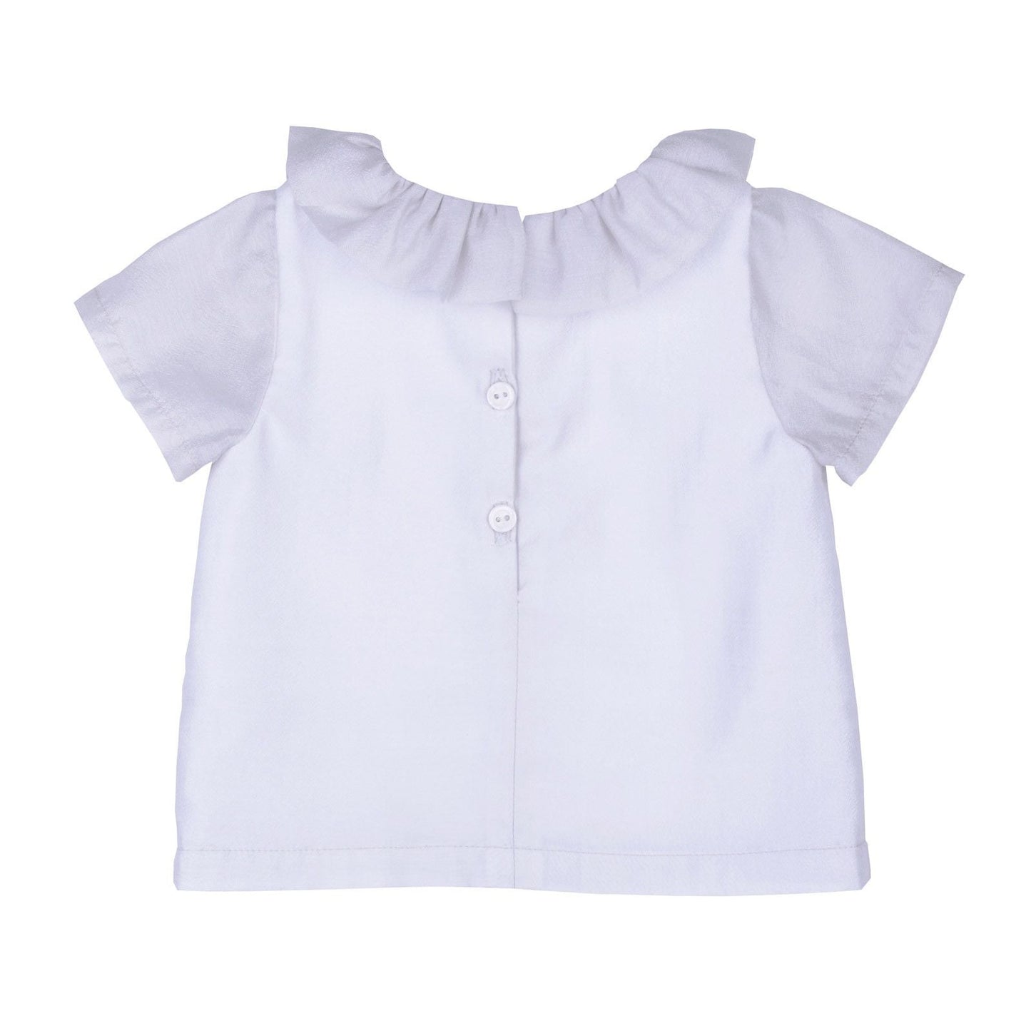 Baby Girls Whisper White Ruffle Neck Short Sleeve Blouse