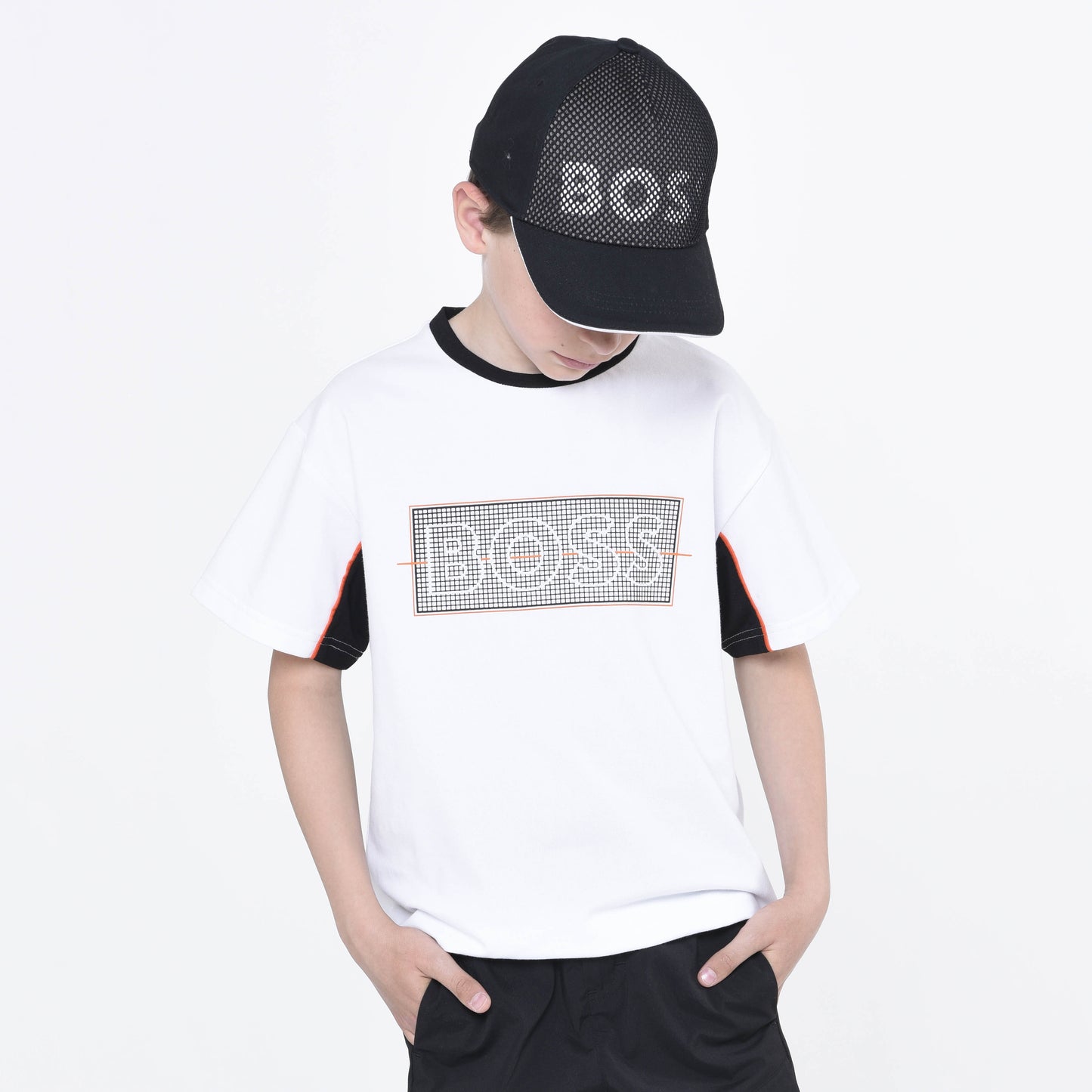男童白色Logo棉T恤