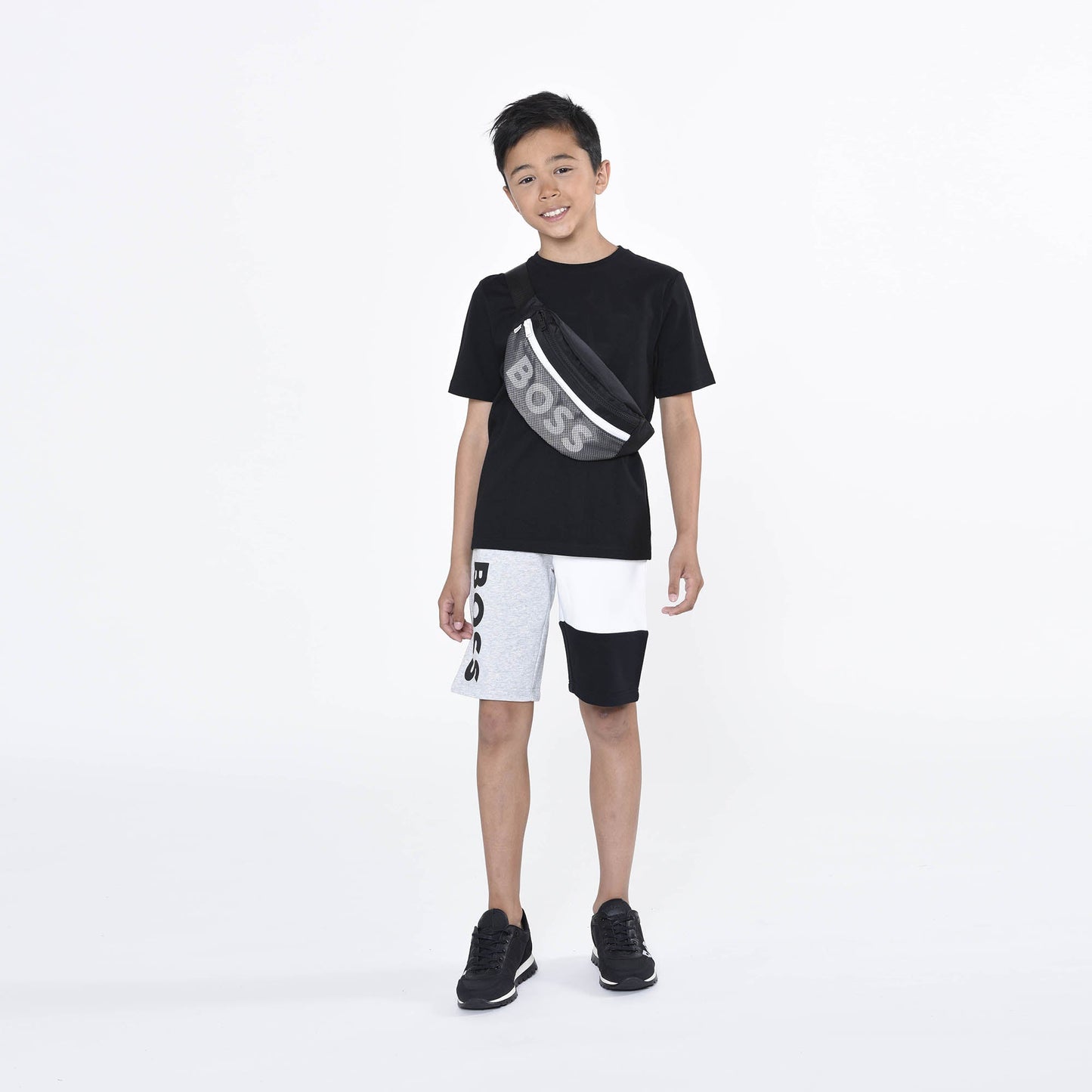 男童灰色Logo棉短裤