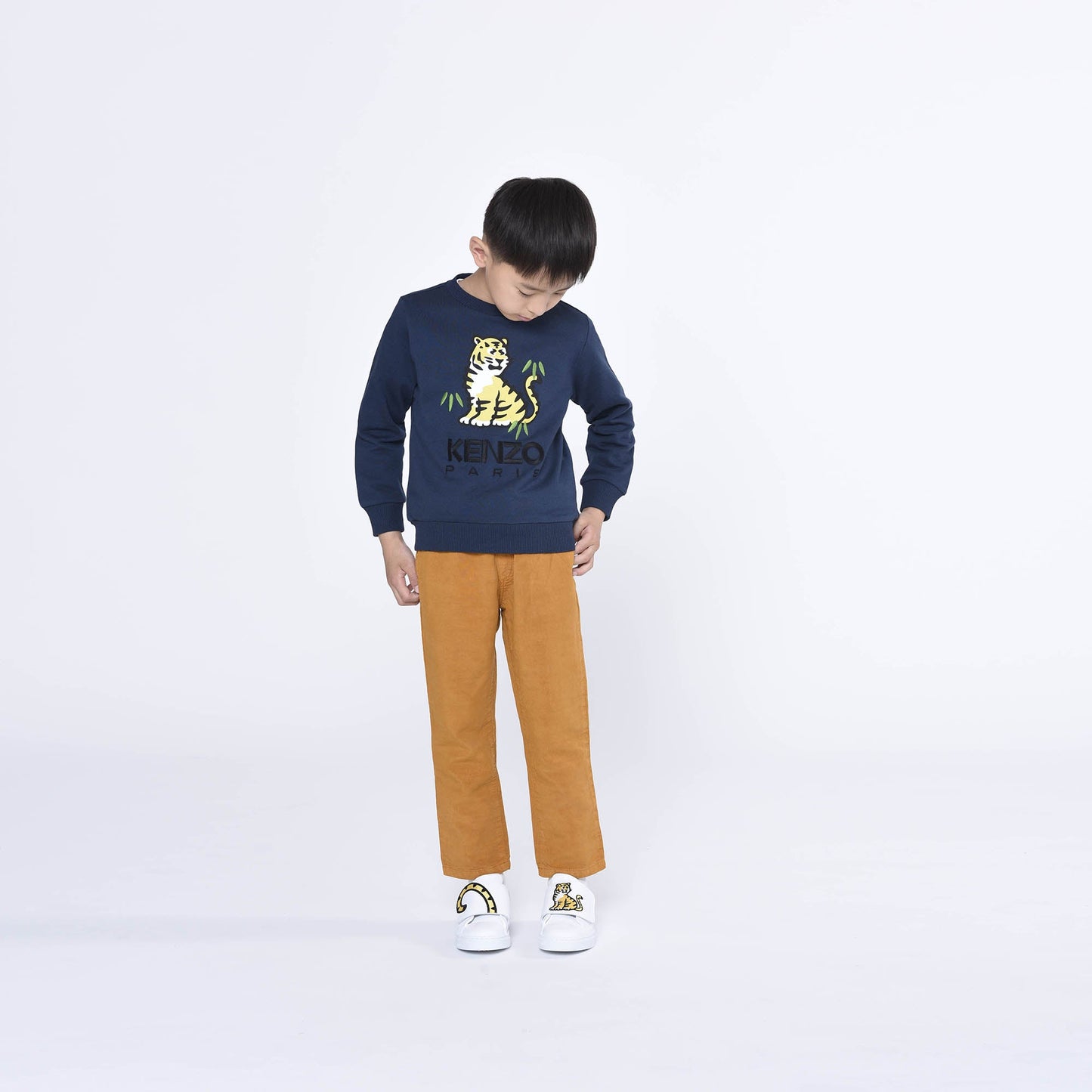 男童藏青色印花棉卫衣