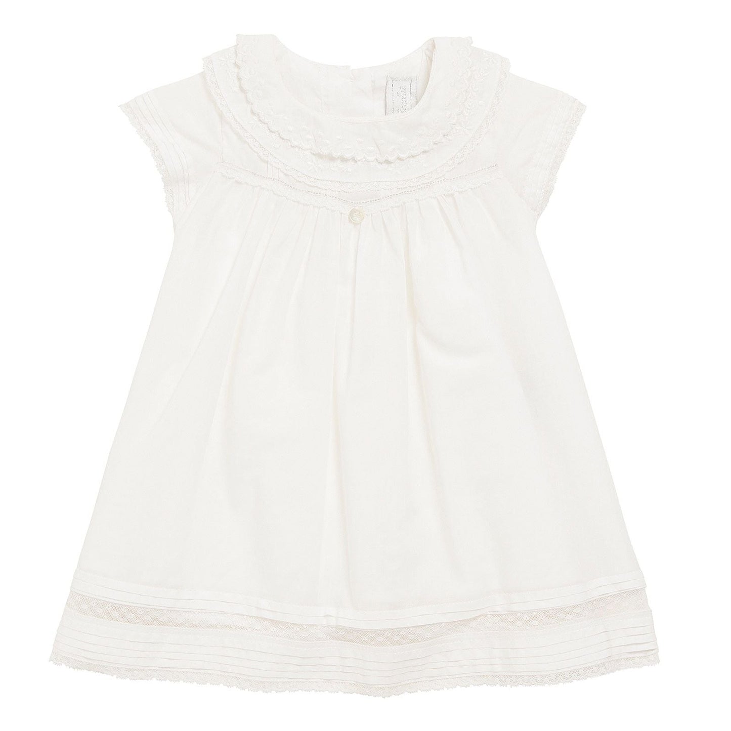 Baby Girls White Cotton Double Lace Collar Dress