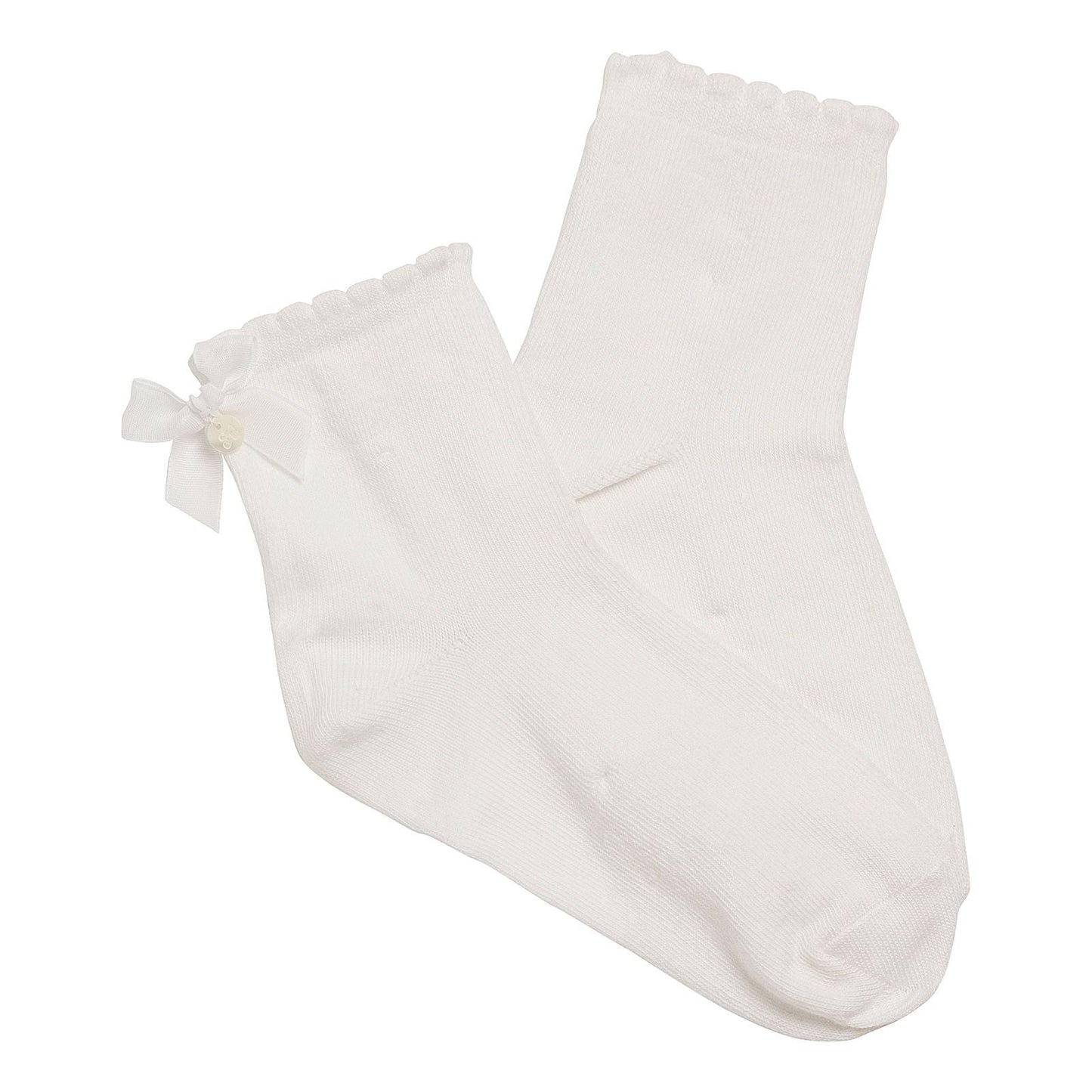 Girls White Bow Trims Short Socks