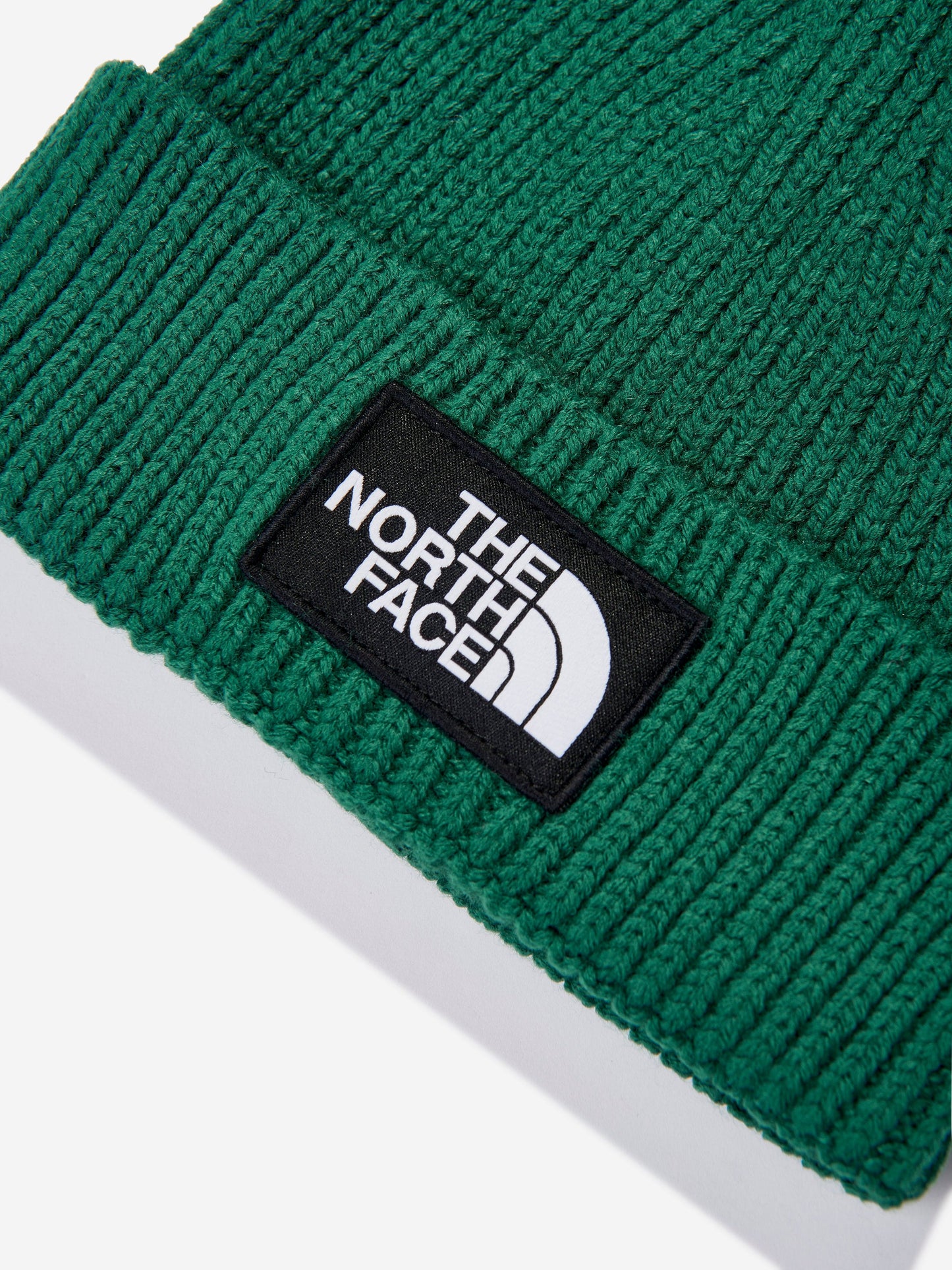 The North Face 儿童 TNF Box Logo 翻边无檐小帽(绿色)