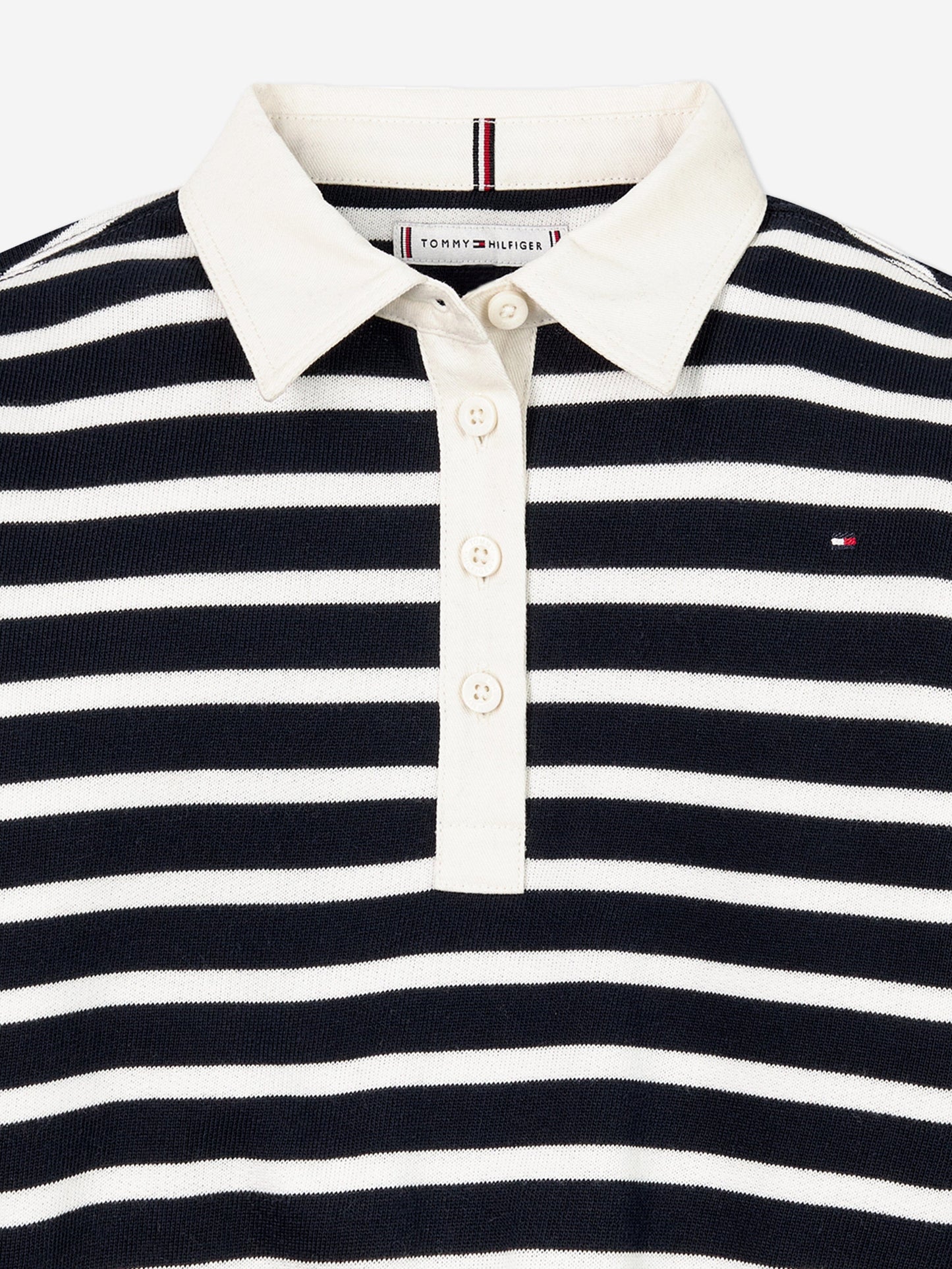 Tommy Hilfiger Girls Striped Polo Sweatshirt in Navy