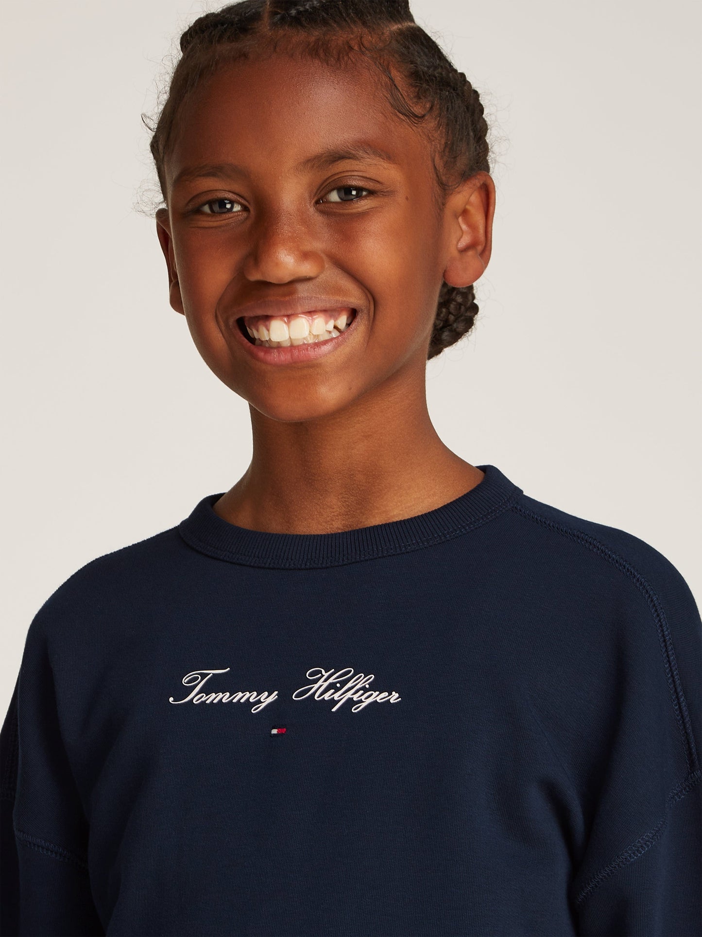 Girls Logo Script Sweatshirt in Navy