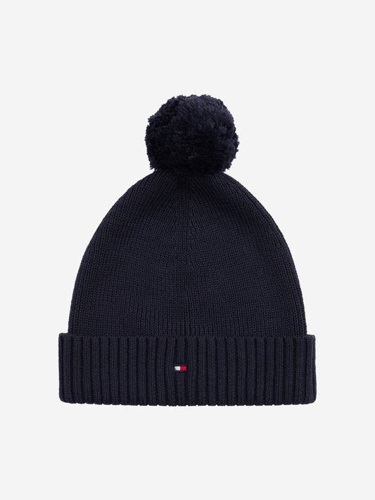 Kids Essential Pom Pom Beanie Hat in Navy