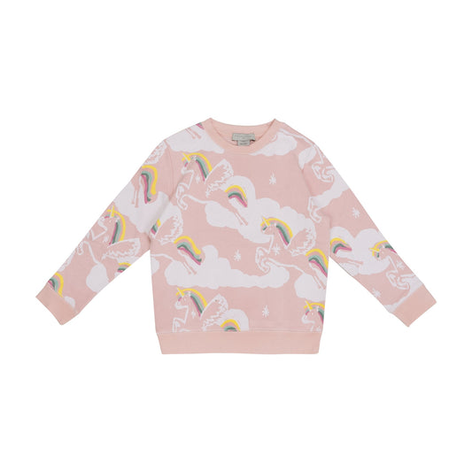 女童粉色印花棉卫衣