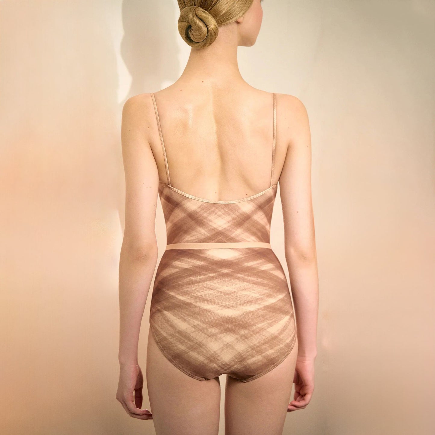 女士摩卡色格子"TULLE PLIÉ"芭蕾舞连体衣(253LE03VL/mocha)