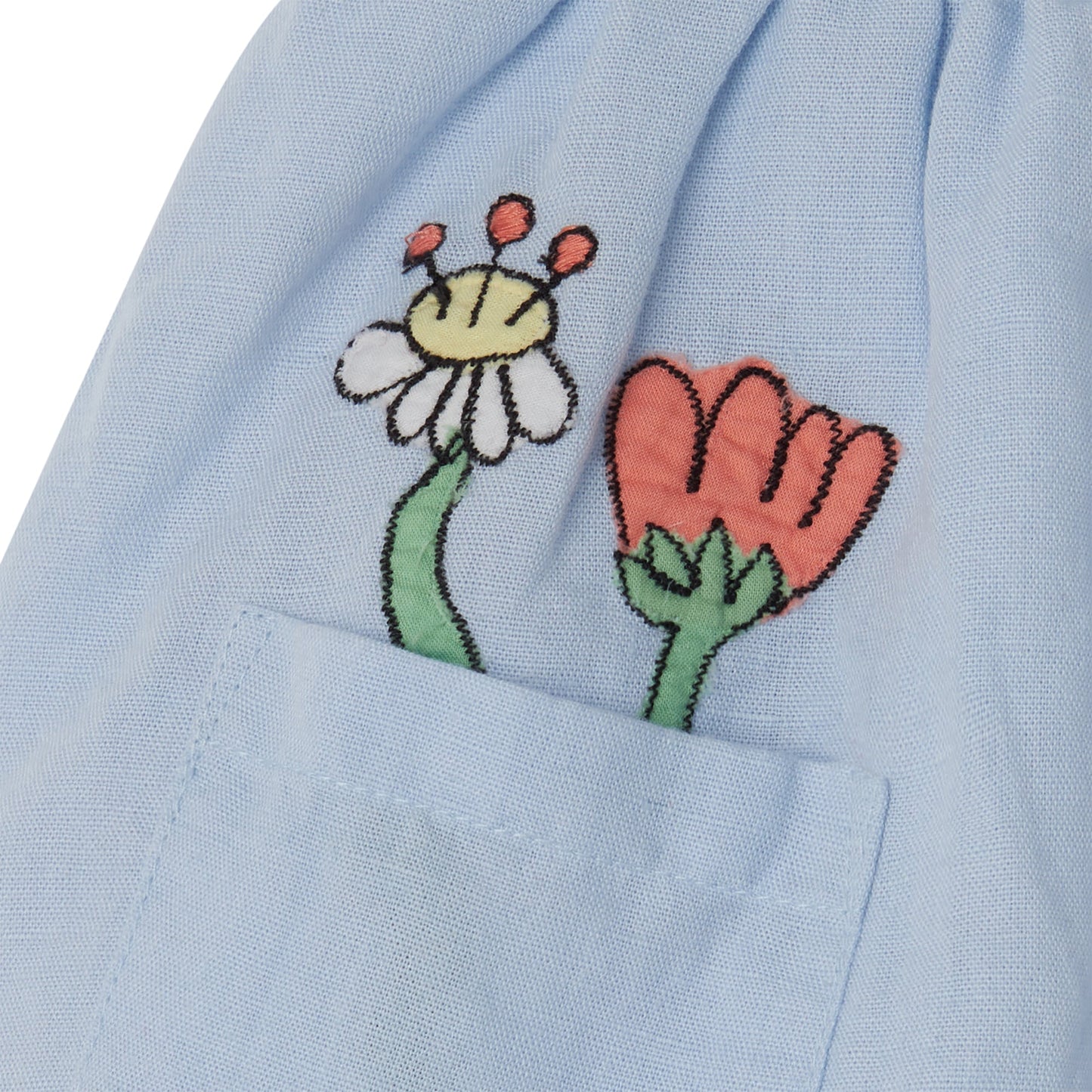 女婴浅蓝色刺绣连衣裙套装