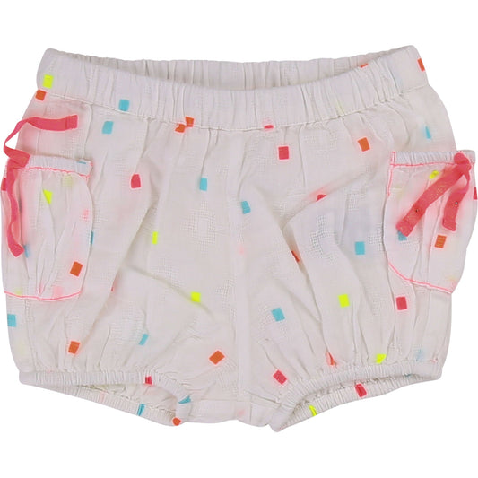 女婴米白色棉短裤
