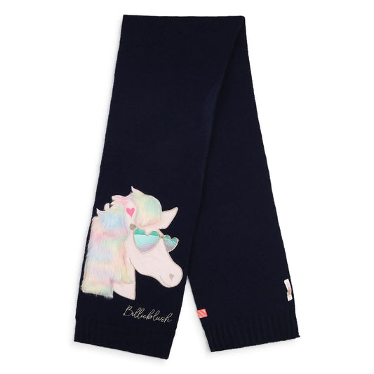 女童深蓝色针织围巾