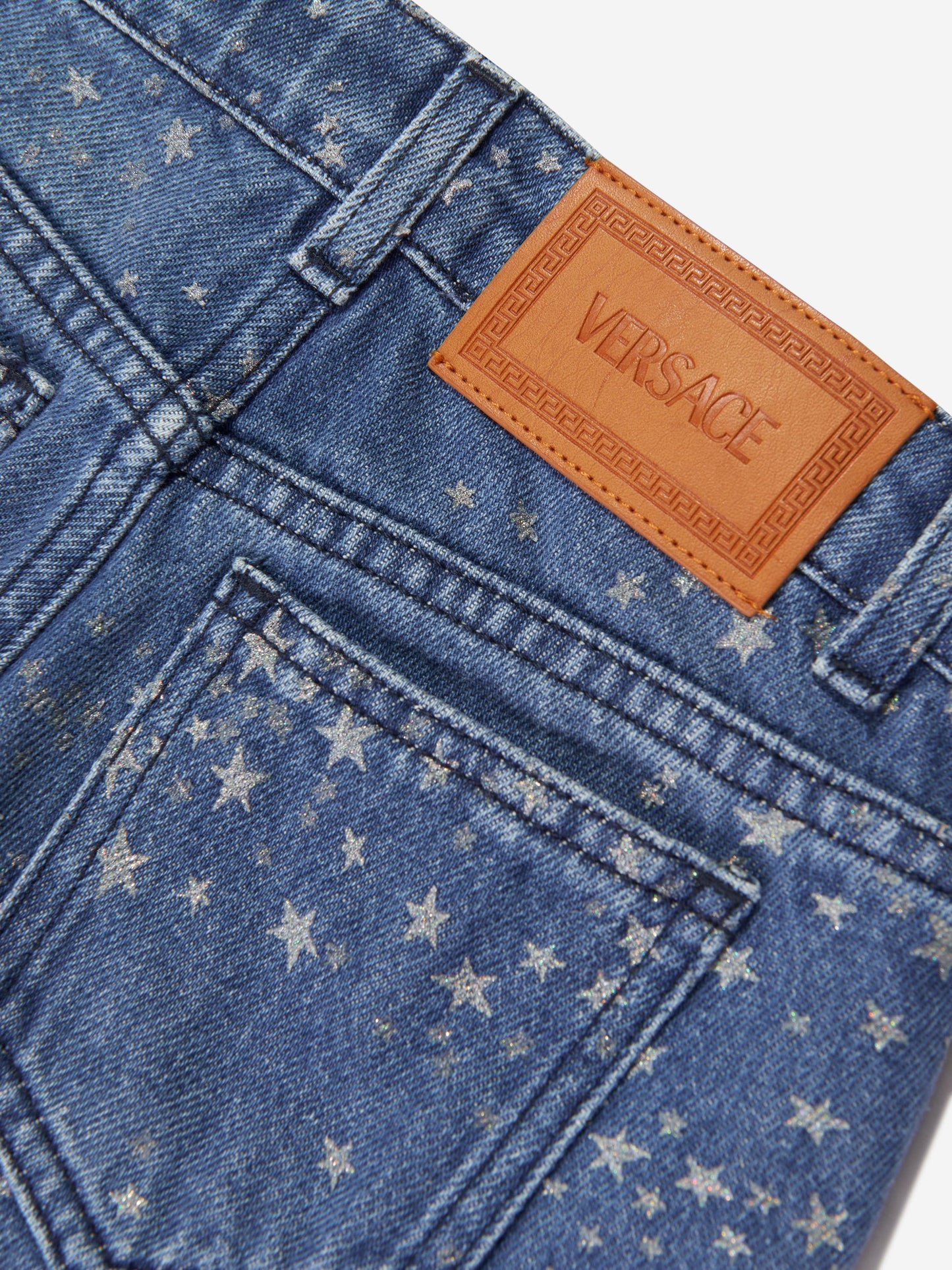 Versace 女童蓝色喇叭闪光牛仔裤