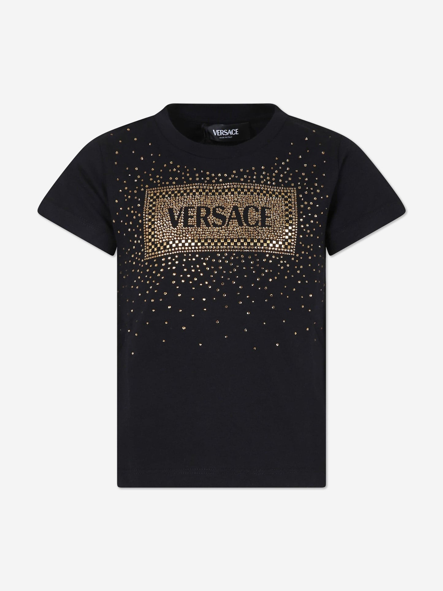 Versace 女童 Diamante 徽标 T 恤(黑色)