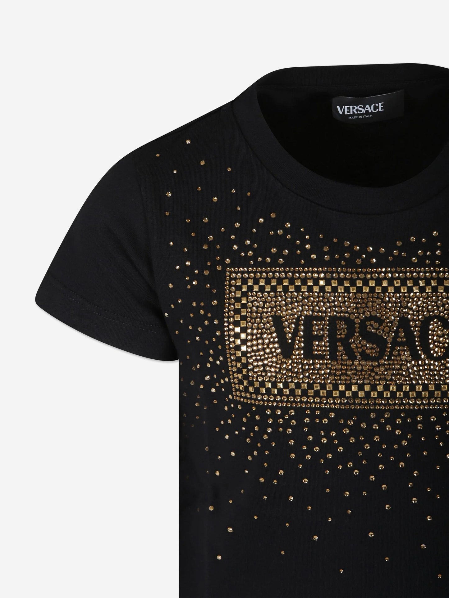 Versace 女童 Diamante 徽标 T 恤(黑色)