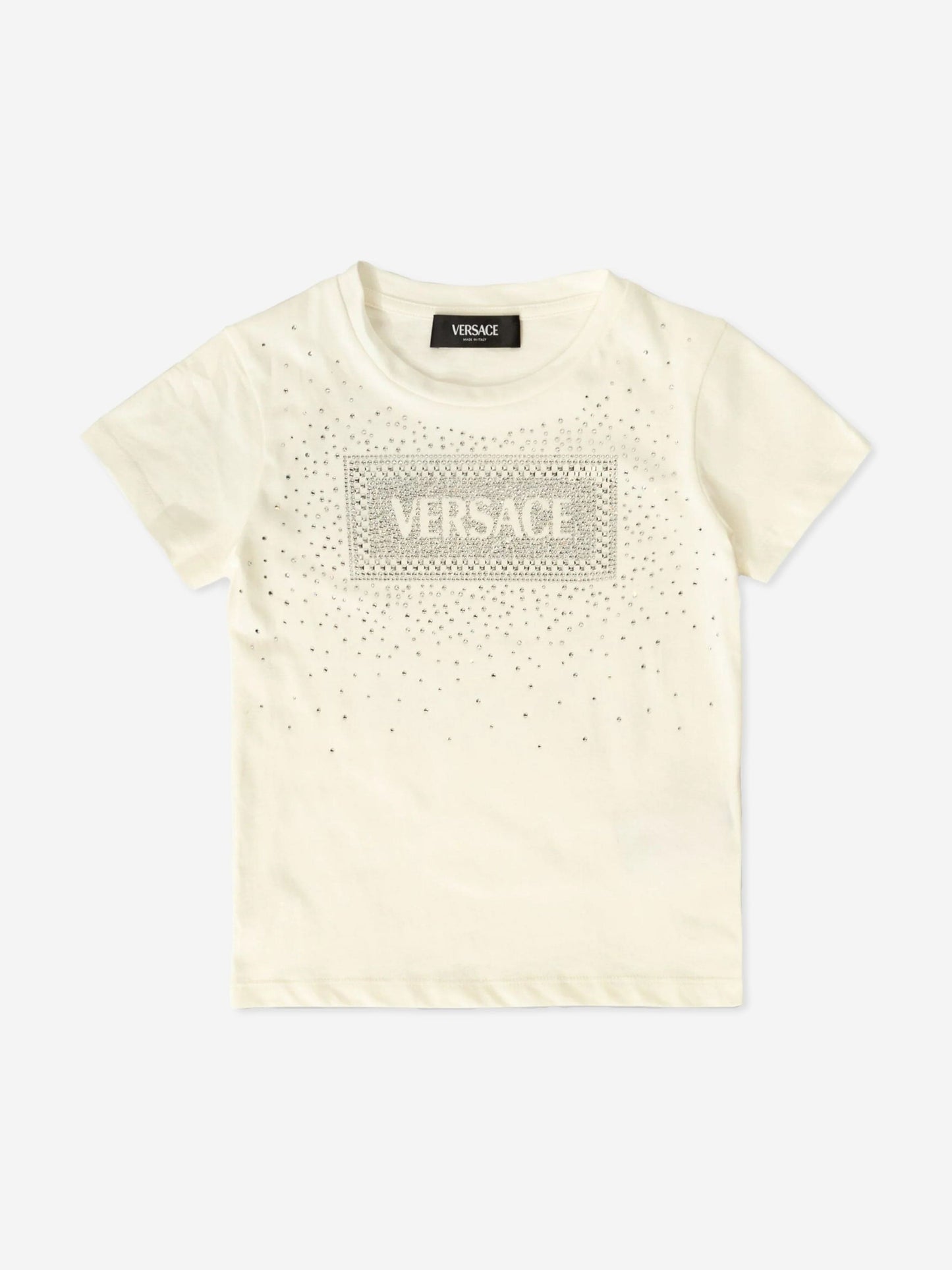 Versace 女童白色 Diamante 徽标 T 恤