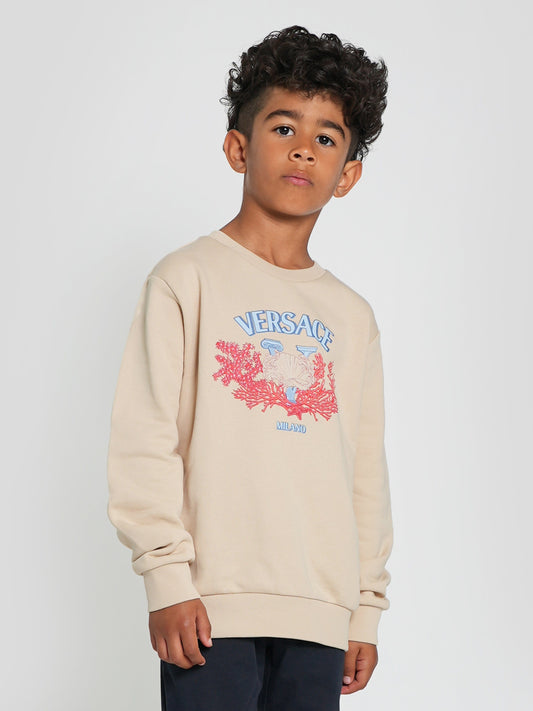 Versace Boys 米色徽标运动衫
