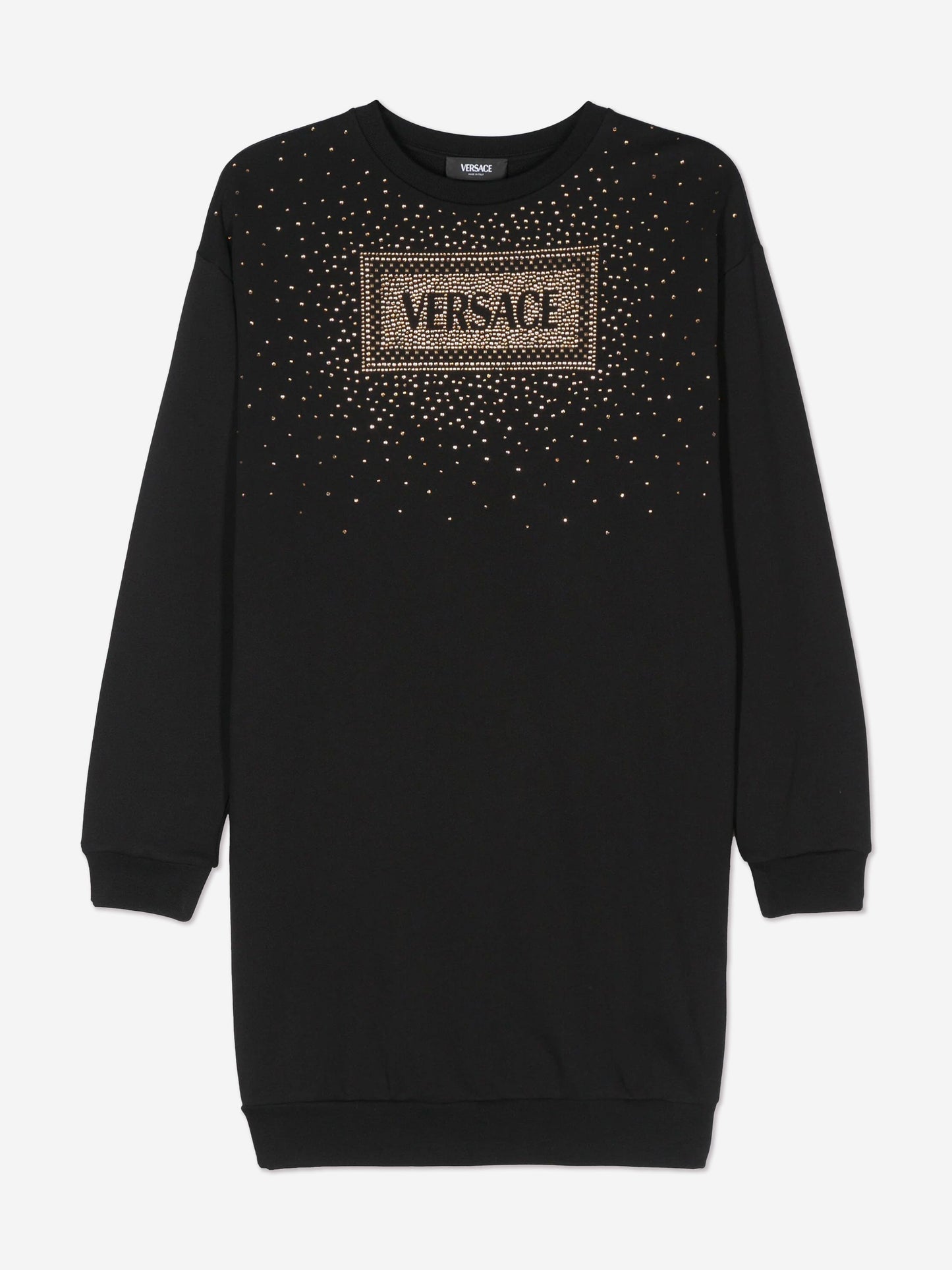 Versace 女童 Diamante 徽标毛衣裙(黑色)