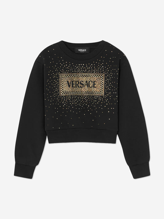 Versace 女童 Diamante 徽标运动衫(黑色)