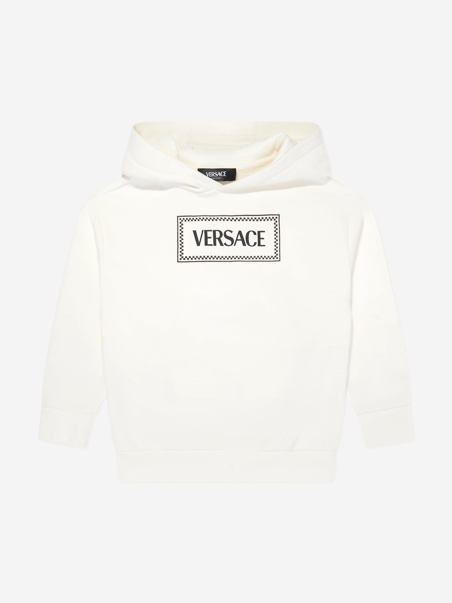 Versace Boys 白色徽标印花连帽衫