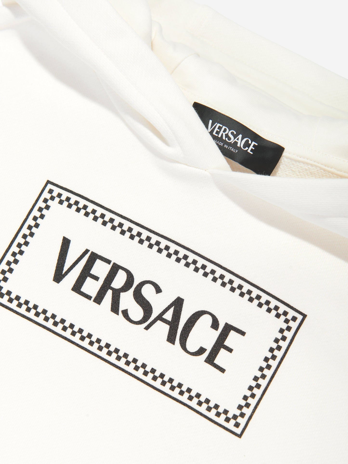 Versace Boys 白色徽标印花连帽衫