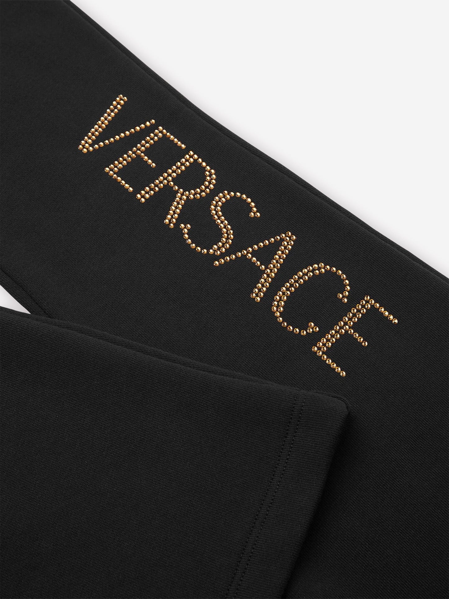Versace 女童喇叭形徽标慢跑裤(黑色)