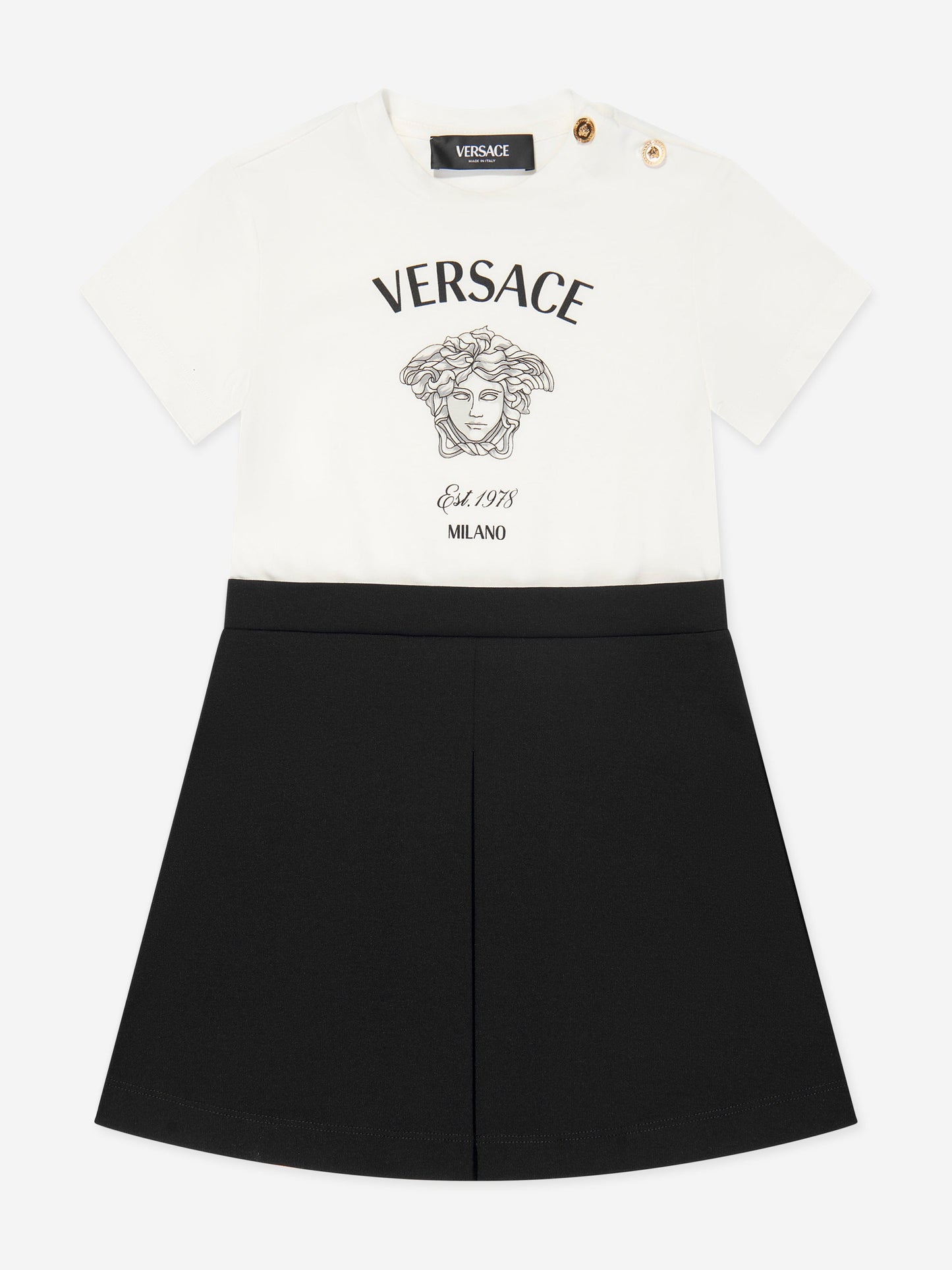 Versace 女童美杜莎 T 恤连衣裙(白色)