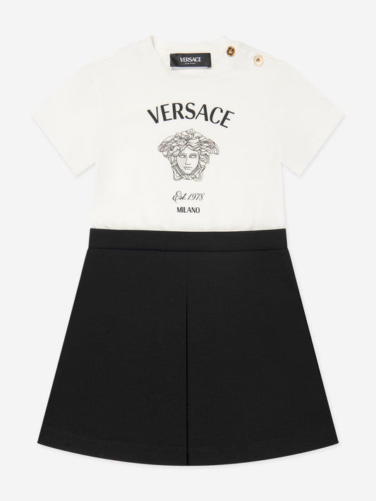 Versace 女童美杜莎 T 恤连衣裙(白色)