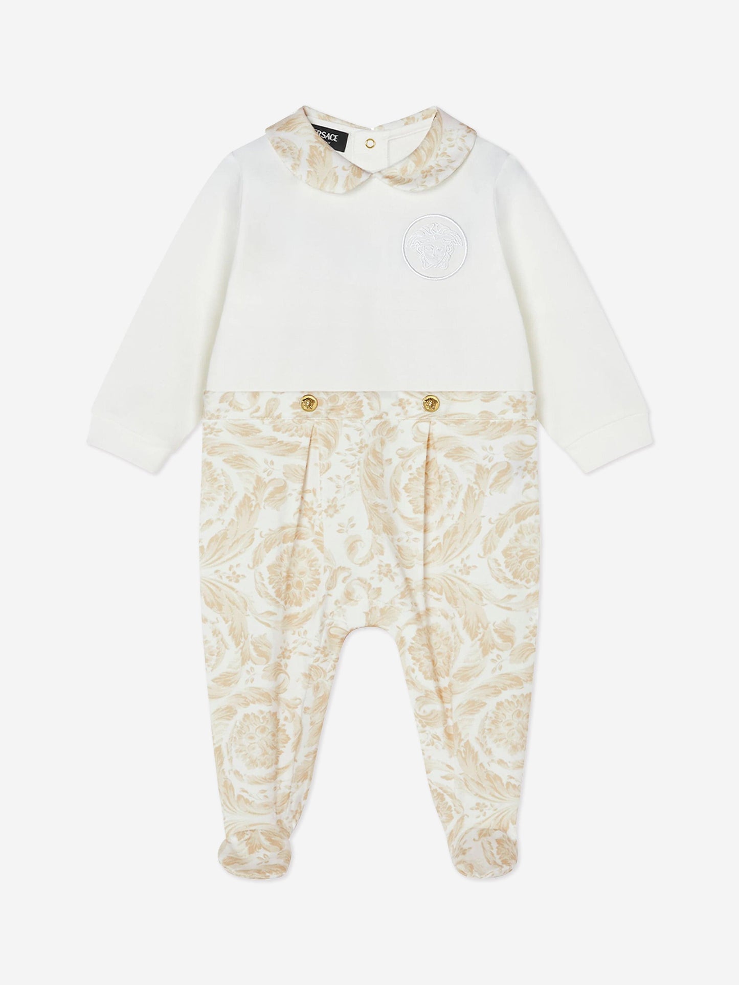 Versace Baby Barocco 徽标 Babygrow 米色