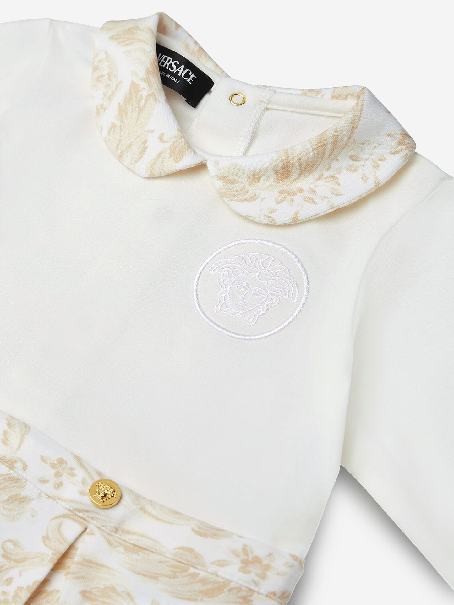 Versace Baby Barocco 徽标 Babygrow 米色