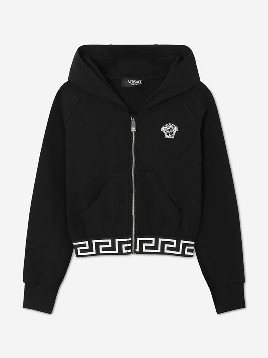 Versace 女童美杜莎徽标拉链上衣(黑色)