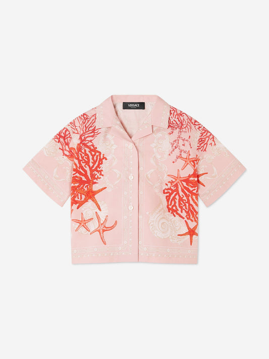 Versace 女童 Barocco Del La Mer 粉色衬衫