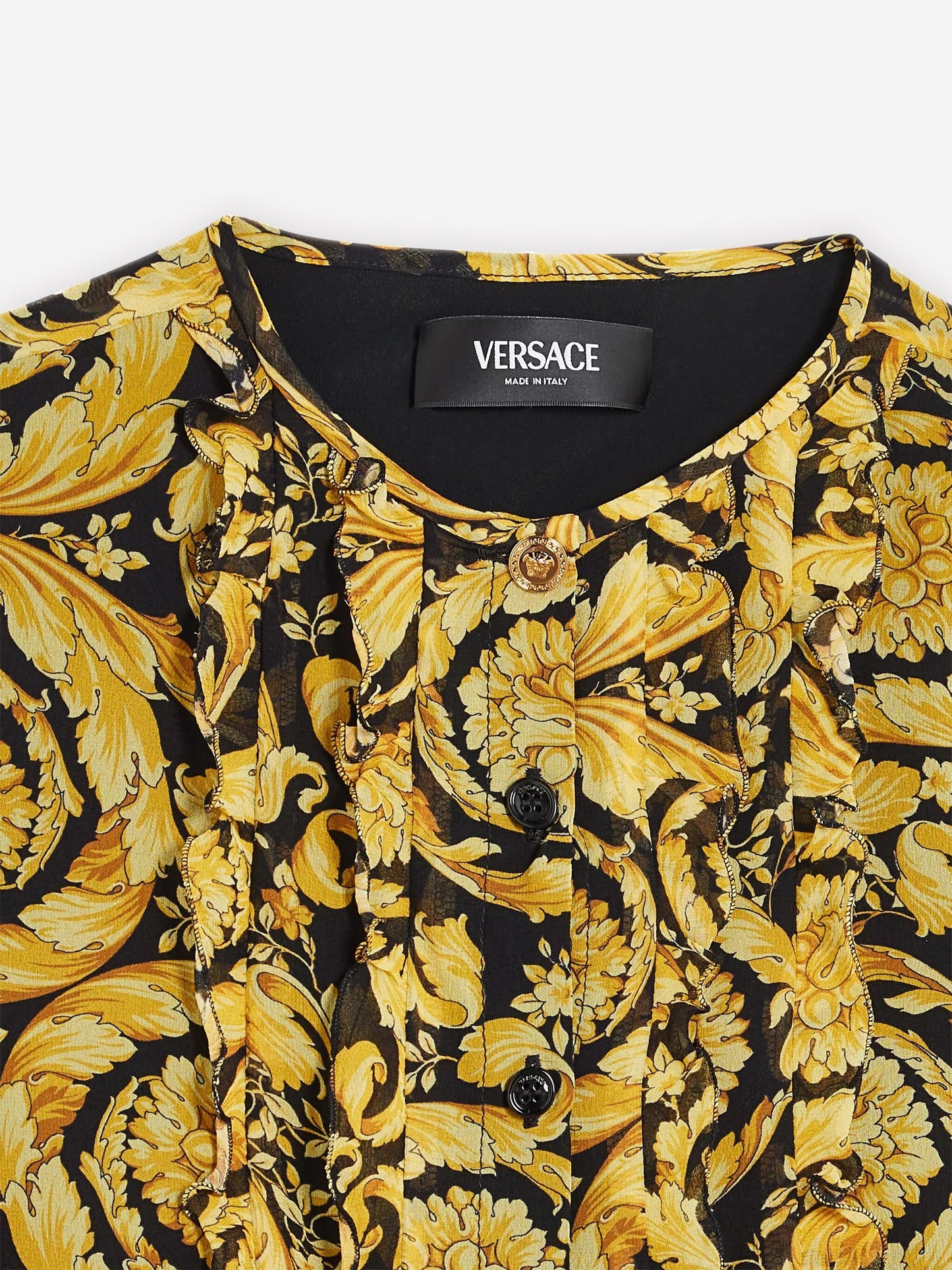 Versace 女童真丝巴洛克乔其纱金色衬衫