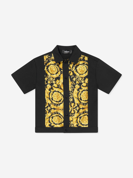 Versace Boys Barocco 黑色衬衫