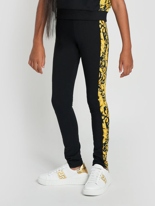 Versace 女童黑色徽标紧身裤
