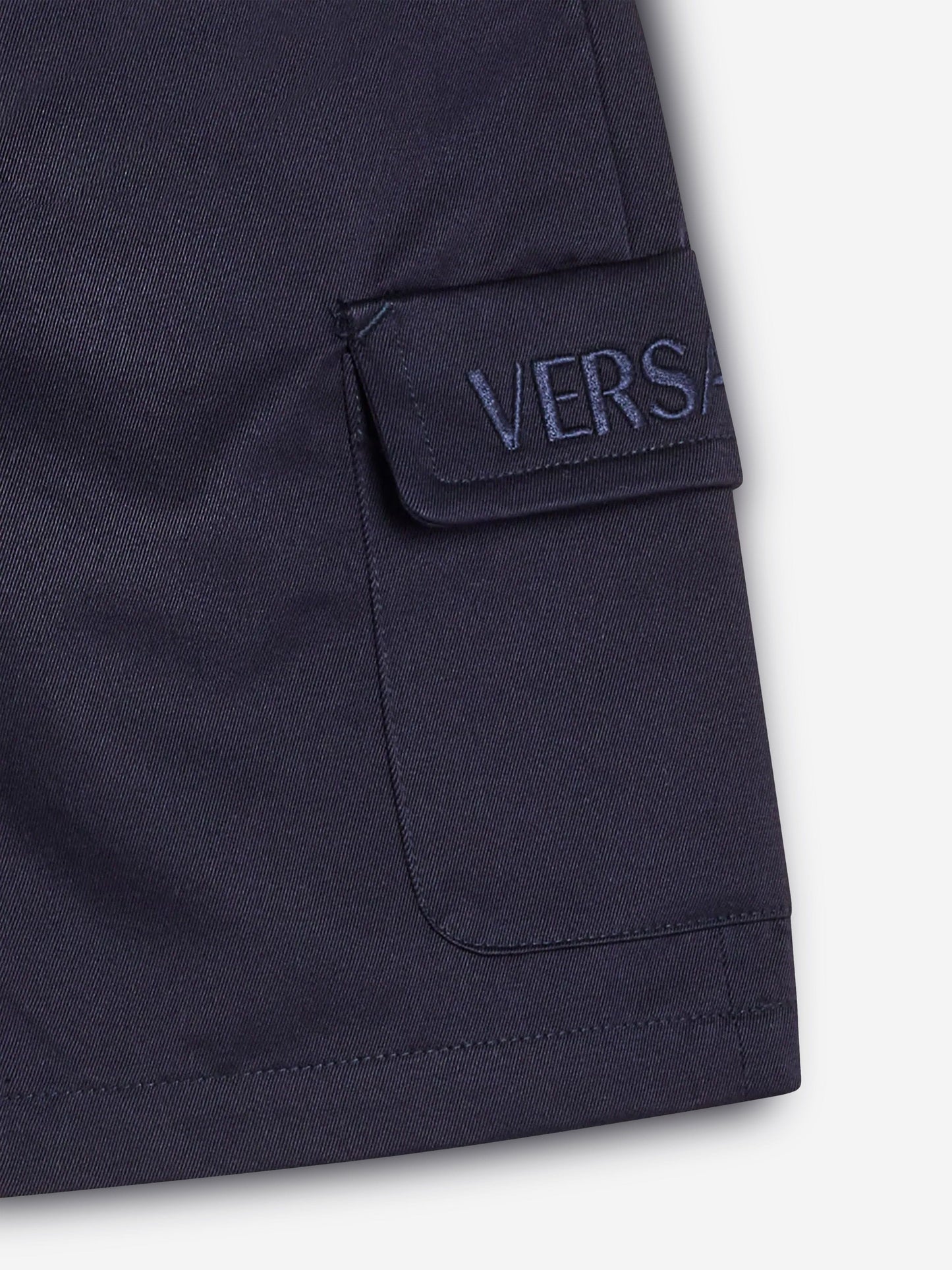 Versace 男童蓝色徽标工装短裤