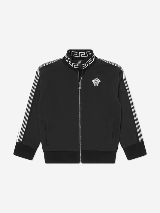 Versace Boys 美杜莎徽标拉链上衣(黑色)