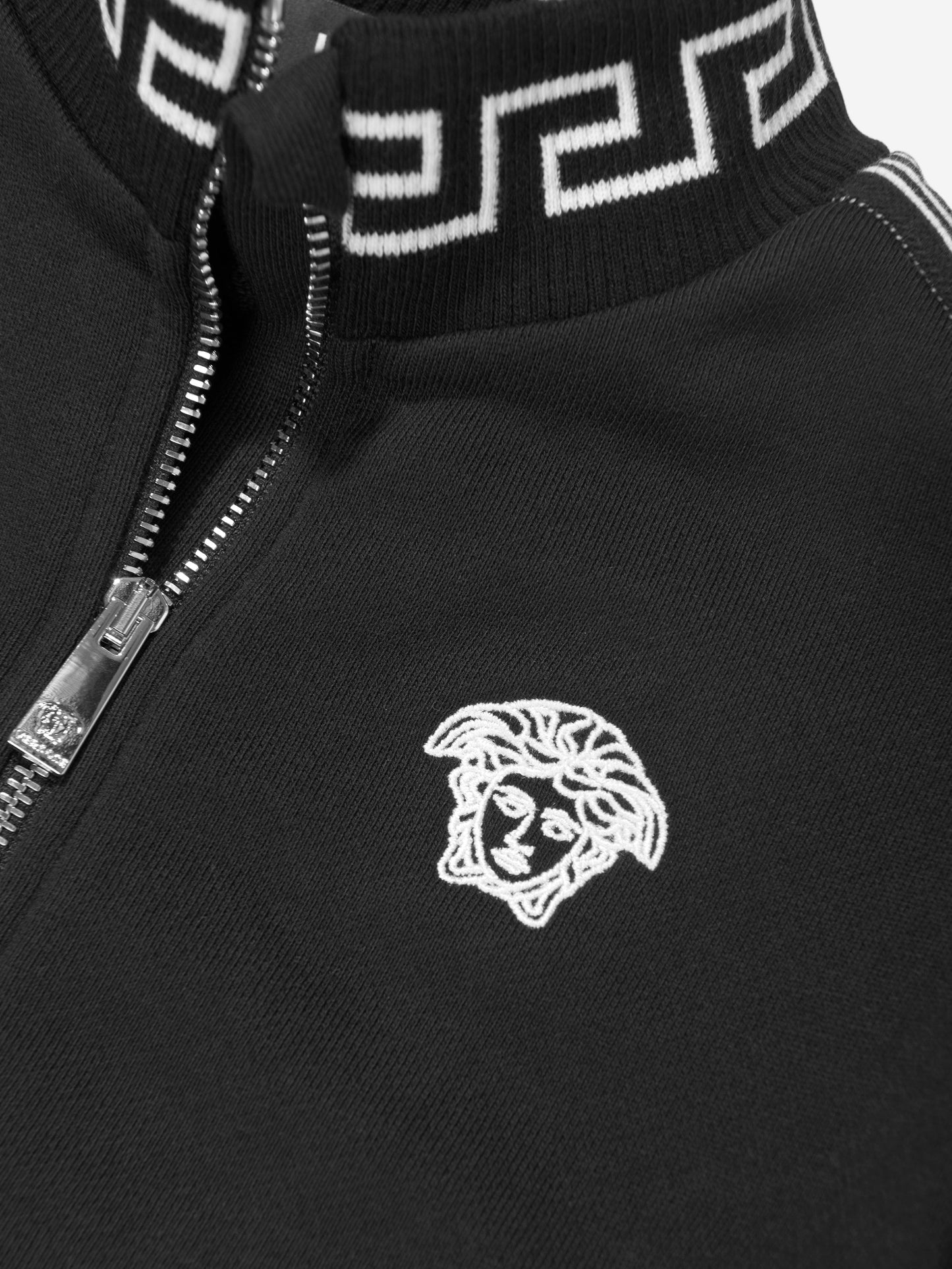 Versace Boys 美杜莎徽标拉链上衣(黑色)