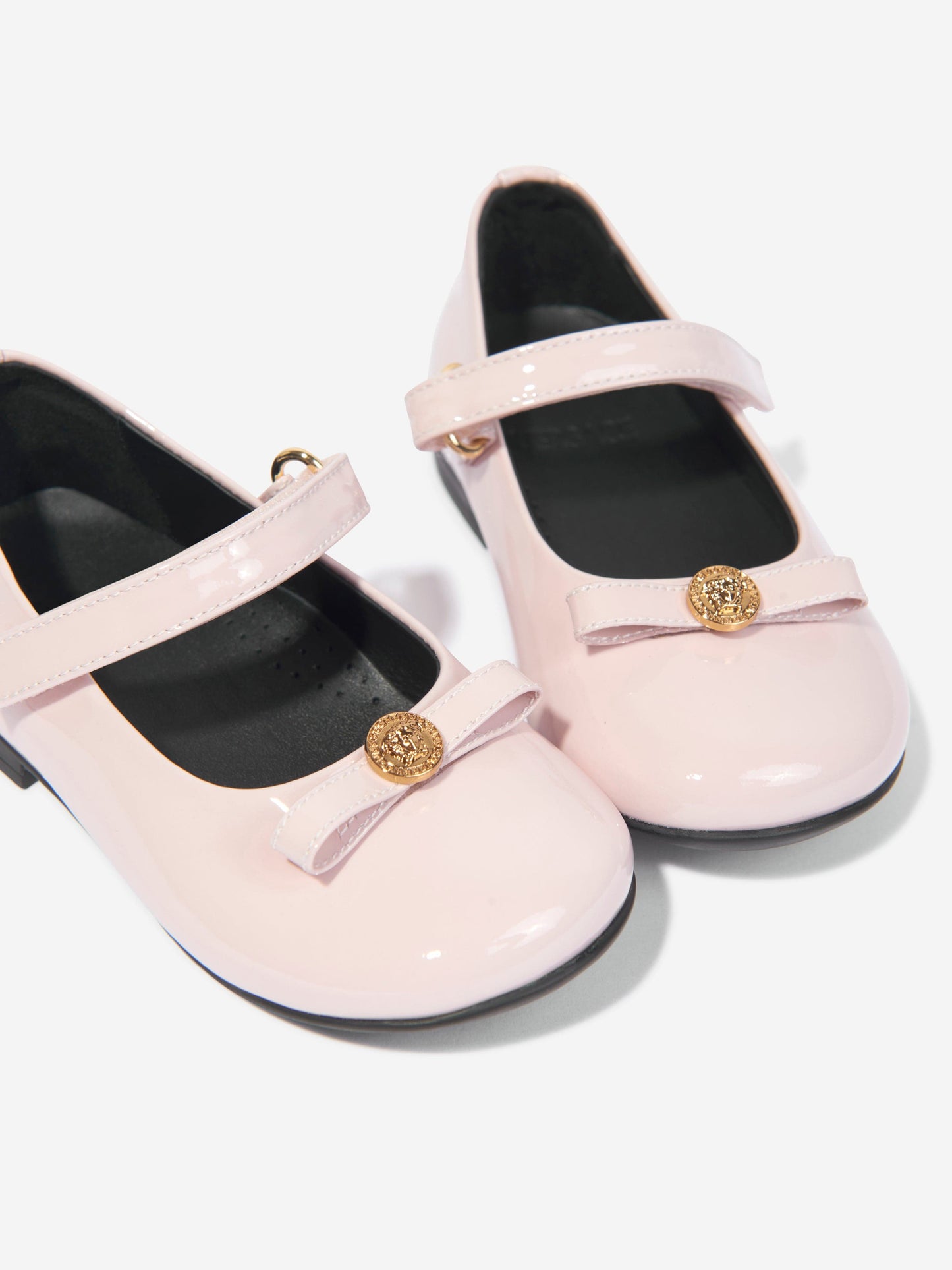 Versace 女童皮革徽标蝴蝶结鞋(粉色)
