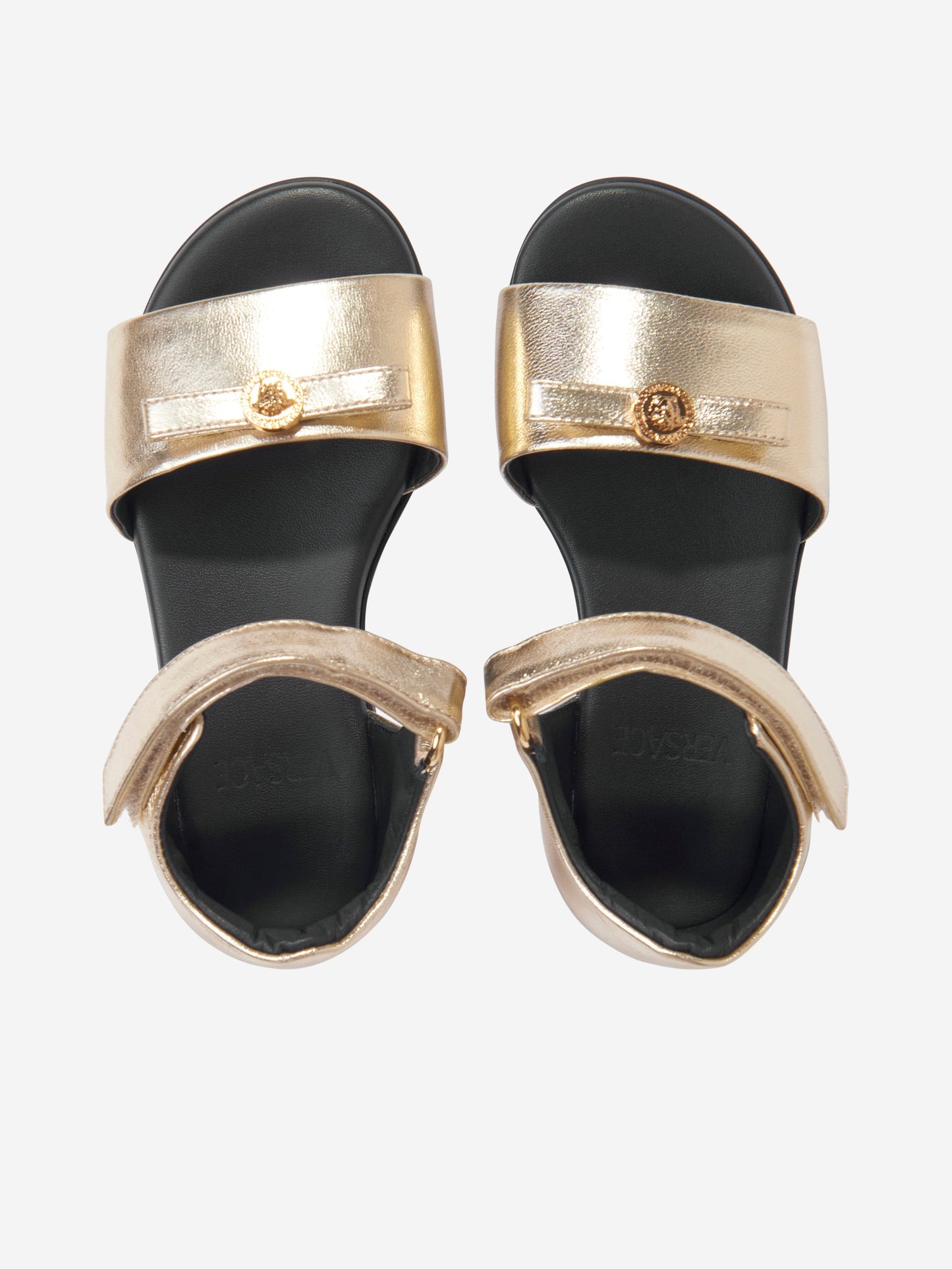 Versace 女童金色皮革徽标凉鞋