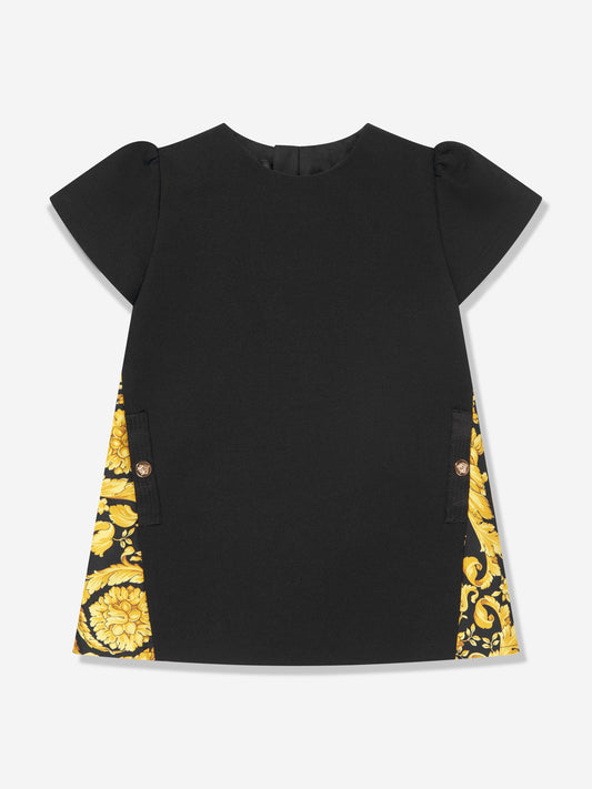 Versace 女婴 Punto Milano Barocco 黑色连衣裙